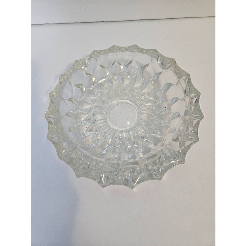 Vintage Art Deco crystal cut clear ashtray.